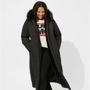 Nylon Maxi Fit & Flare Puffer